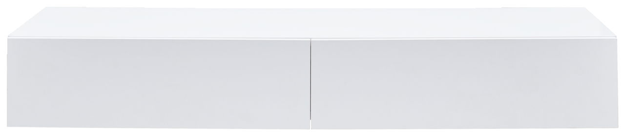 Weiße Wandkonsole mit zwei Türen, frontale Ansicht