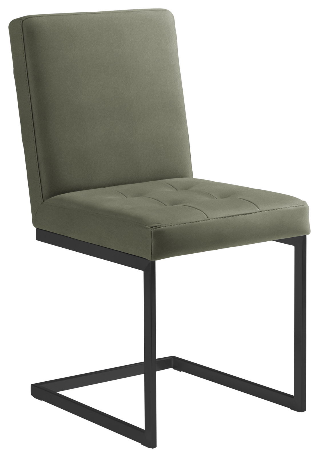 Moderano Freischwinger-Stuhl LUPO II Grüner Freischwinger-Stuhl mit schwarzem Metallgestell, seitliche Perspektive