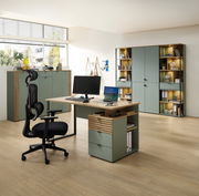 Moderner Drehstuhl in einem stilvollen Büro, seitliche Perspektive