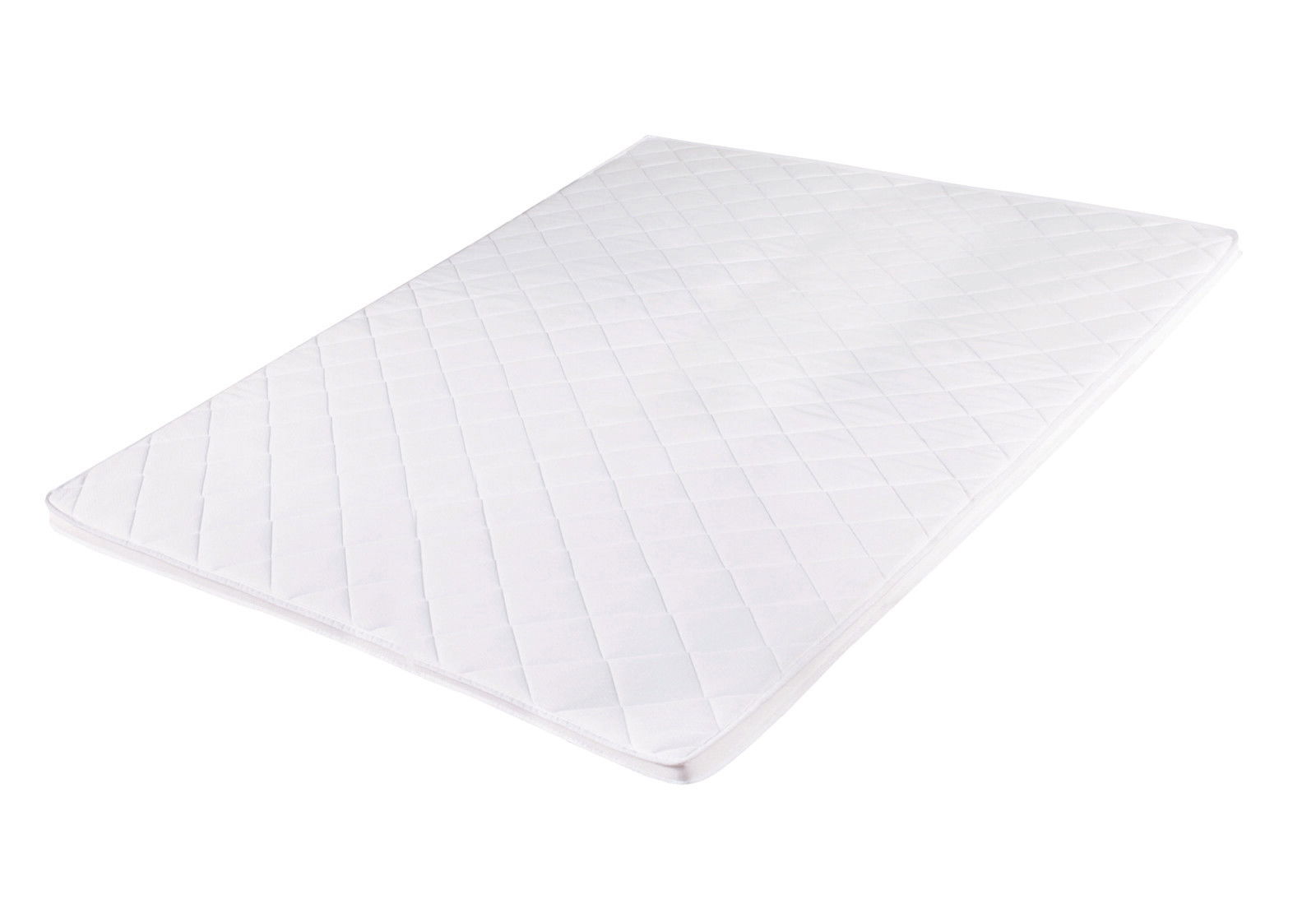 Z2 Komfortschaumtopper P340 COMFORT PUR Komfortschaumtopper in diagonaler Perspektive, weiße Oberfläche mit gestepptem Muster