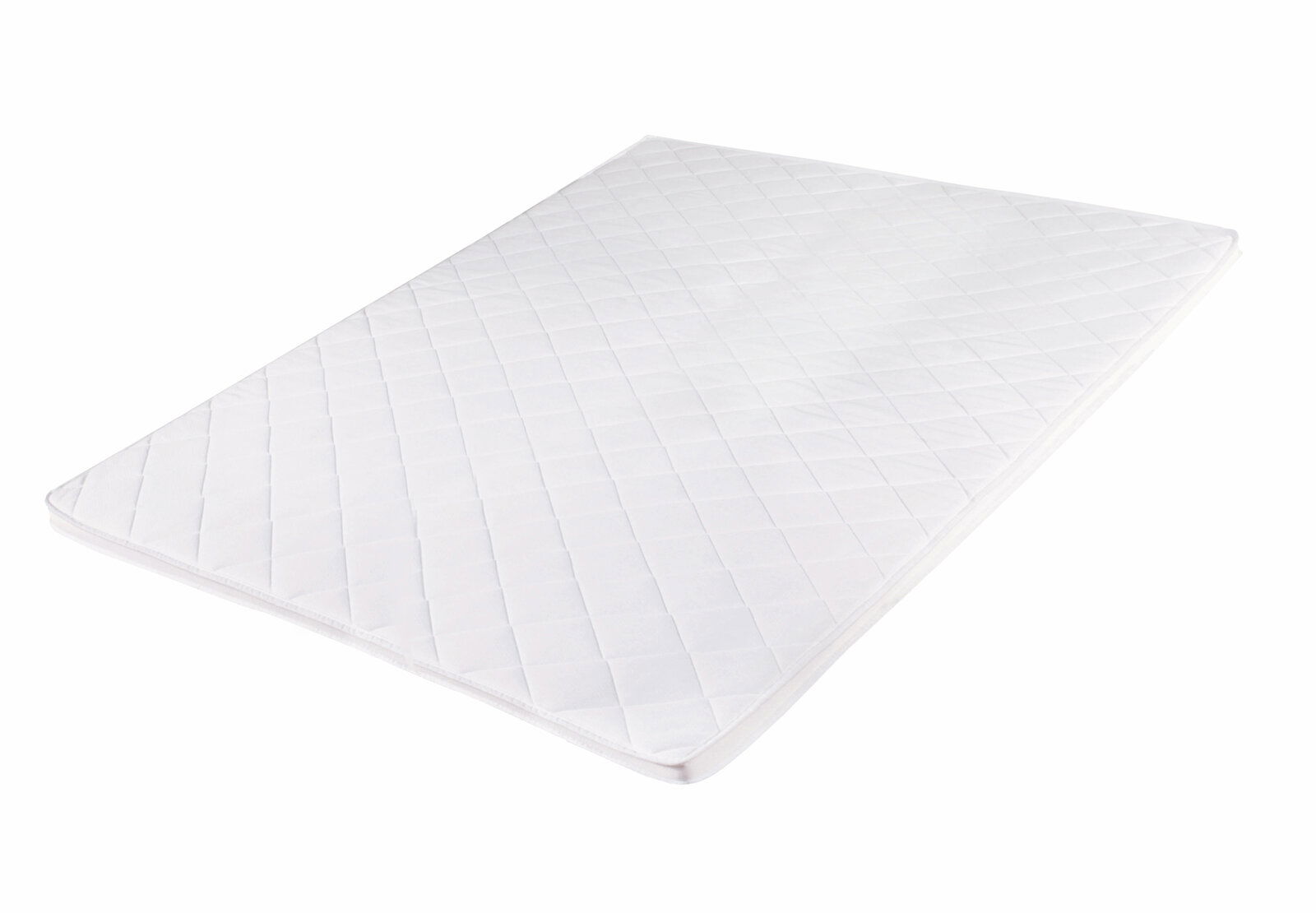 Z2 Komfortschaumtopper P340 COMFORT PUR Komfortschaumtopper in diagonaler Perspektive, weiße Oberfläche mit gestepptem Muster