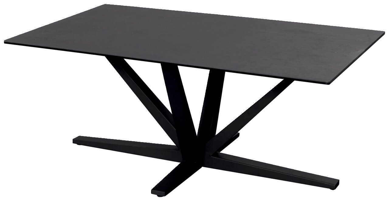 Novel Couchtisch SKYLINE Moderner schwarzer Couchtisch mit rechteckiger Tischplatte und V-förmigem Gestell, seitliche Perspektive