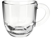 Transparente Espressotasse Napoli 80ml aus Glas mit Henkel, seitliche Perspektive