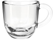 Transparente Espressotasse Napoli 80ml aus Glas mit Henkel, seitliche Perspektive