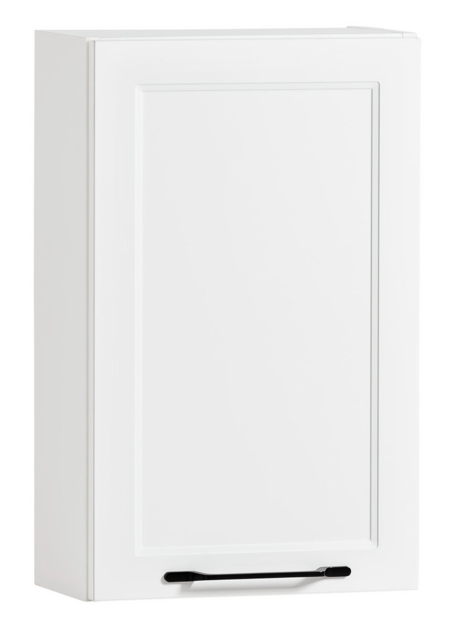 XORA Hängeschrank MERAN Weißer Hängeschrank mit schwarzem Griff, seitliche Perspektive