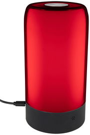 Rote LED-Tischleuchte Mare mit zylindrischem Design, seitliche Perspektive