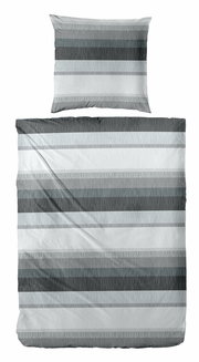Bettwäsche-Set mit grauen und weißen Streifen, Draufsicht