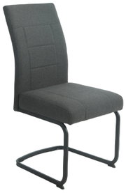 Grauer Schwingstuhl mit gepolsterter Rückenlehne und Sitzfläche, seitliche Perspektive