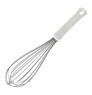 Schneebesen 25cm Classic aus Edelstahl mit weißem Griff, seitliche Perspektive