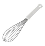 Schneebesen 25cm Classic aus Edelstahl mit weißem Griff, seitliche Perspektive