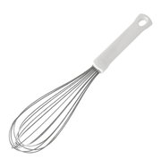 Schneebesen 25cm Classic aus Edelstahl mit weißem Griff, seitliche Perspektive