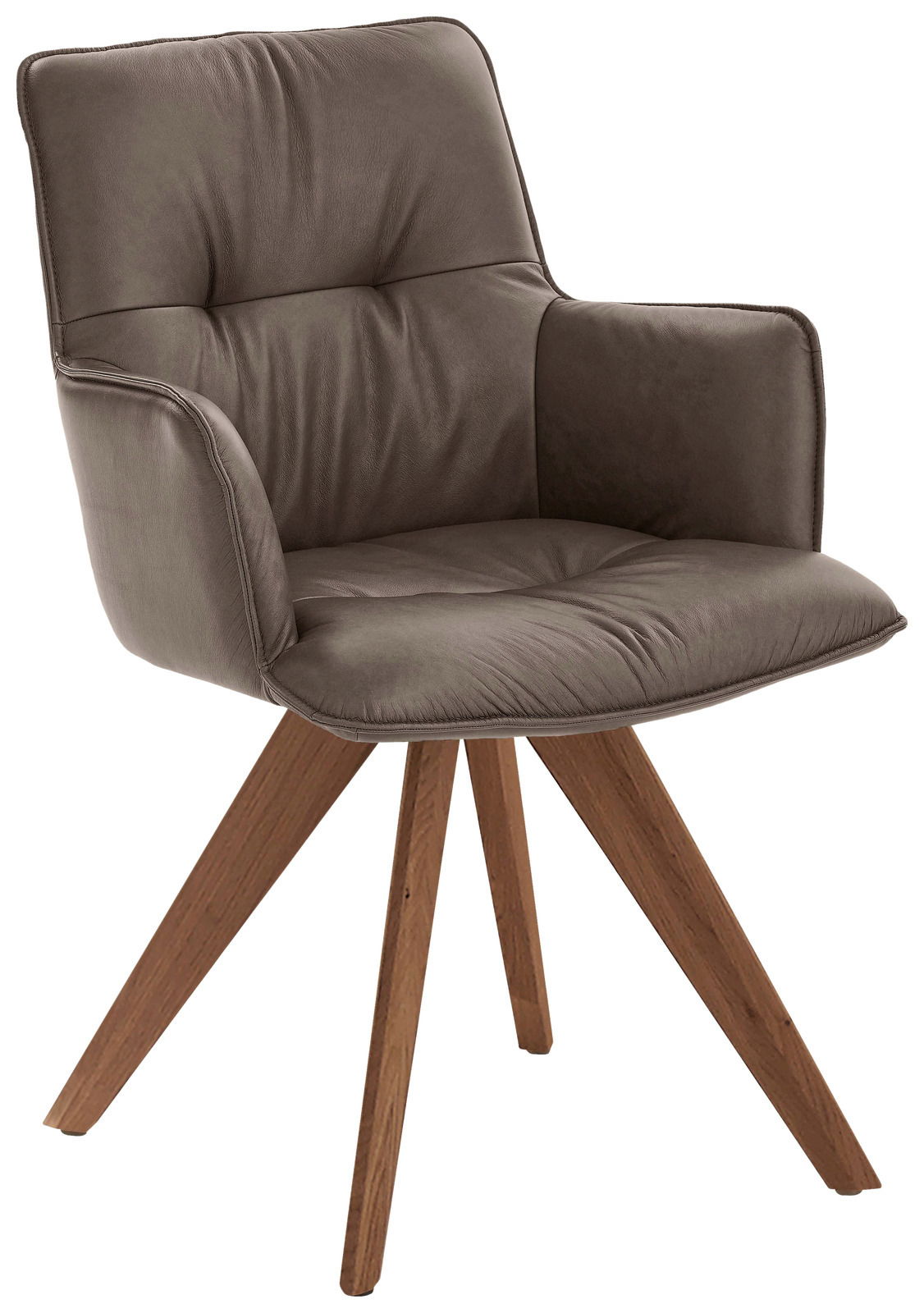 Dieter Knoll Design-Schalensessel PREMIO Design-Schalensessel mit braunem Lederbezug und Holzbeinen, seitliche Perspektive