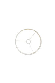 Bovenaanzicht van een rond lampenkapframe met drie bevestigingsstangen.