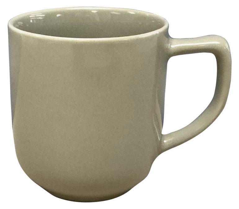 Beige Espressotasse aus Keramik, seitliche Perspektive