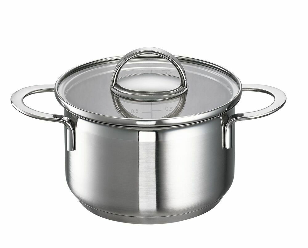 Schulte-Ufer Mini-Fleischtopf LITTLE LILLY Edelstahl-Topf mit Glasdeckel und seitlichen Griffen, Ansicht von vorne