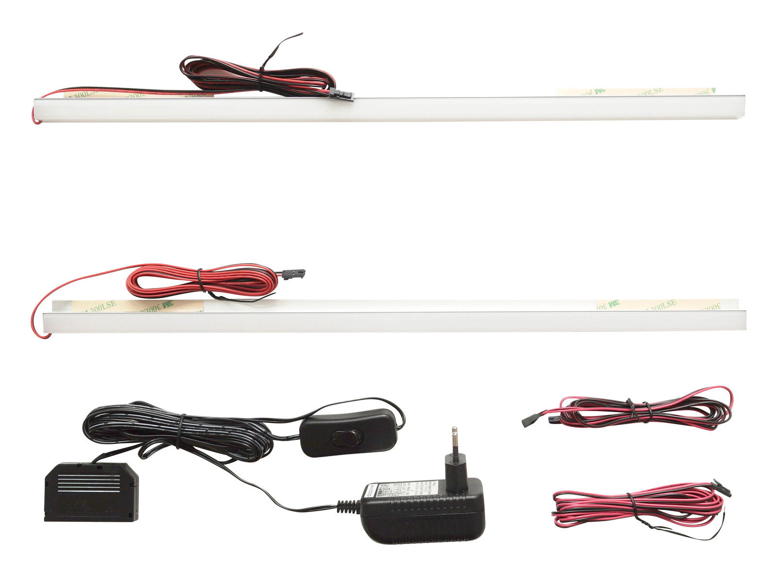 Zurbrüggen LED Rückwand Beleuchtung AREZZO LED-Rückwandbeleuchtung mit Netzteil und Kabeln, seitliche Perspektive