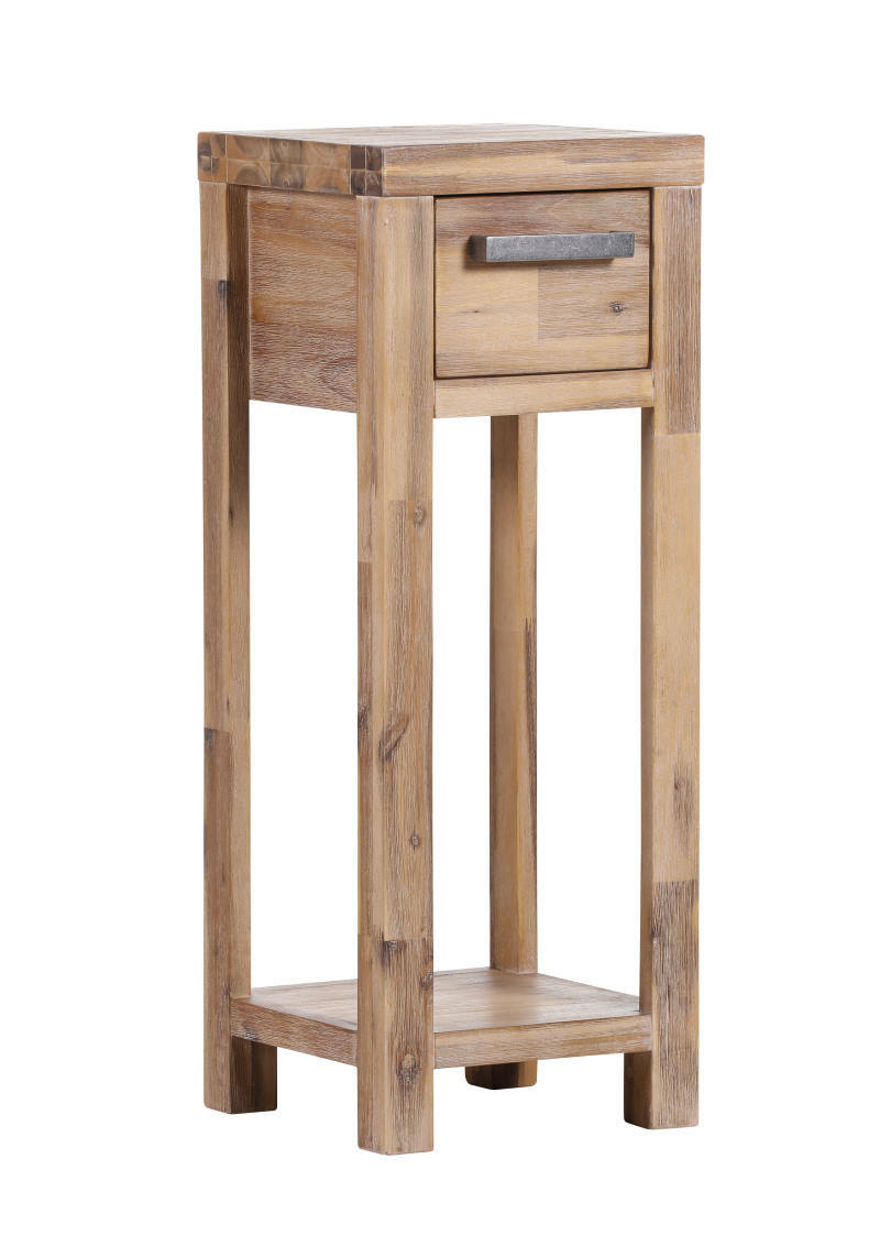 Holz-Blumensäule mit Schublade, seitliche Perspektive