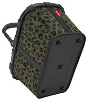 Carrybag mit schwarzem Griff und olivgrünem, gemustertem Stoff, seitliche Perspektive