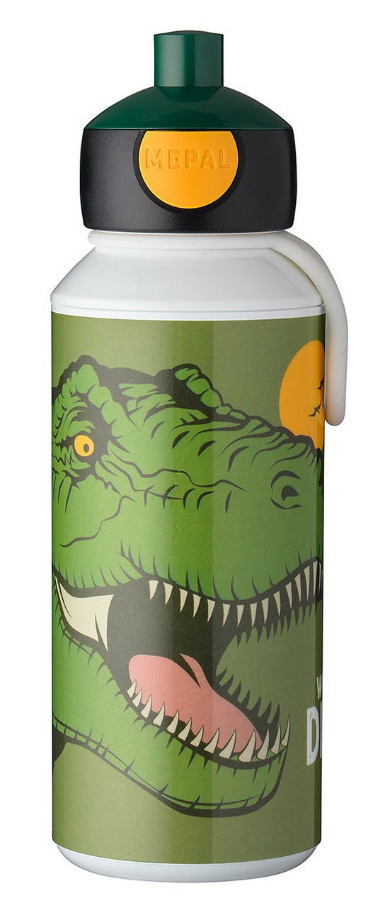 Trinkflasche mit Dinosaurier-Motiv, Vorderansicht