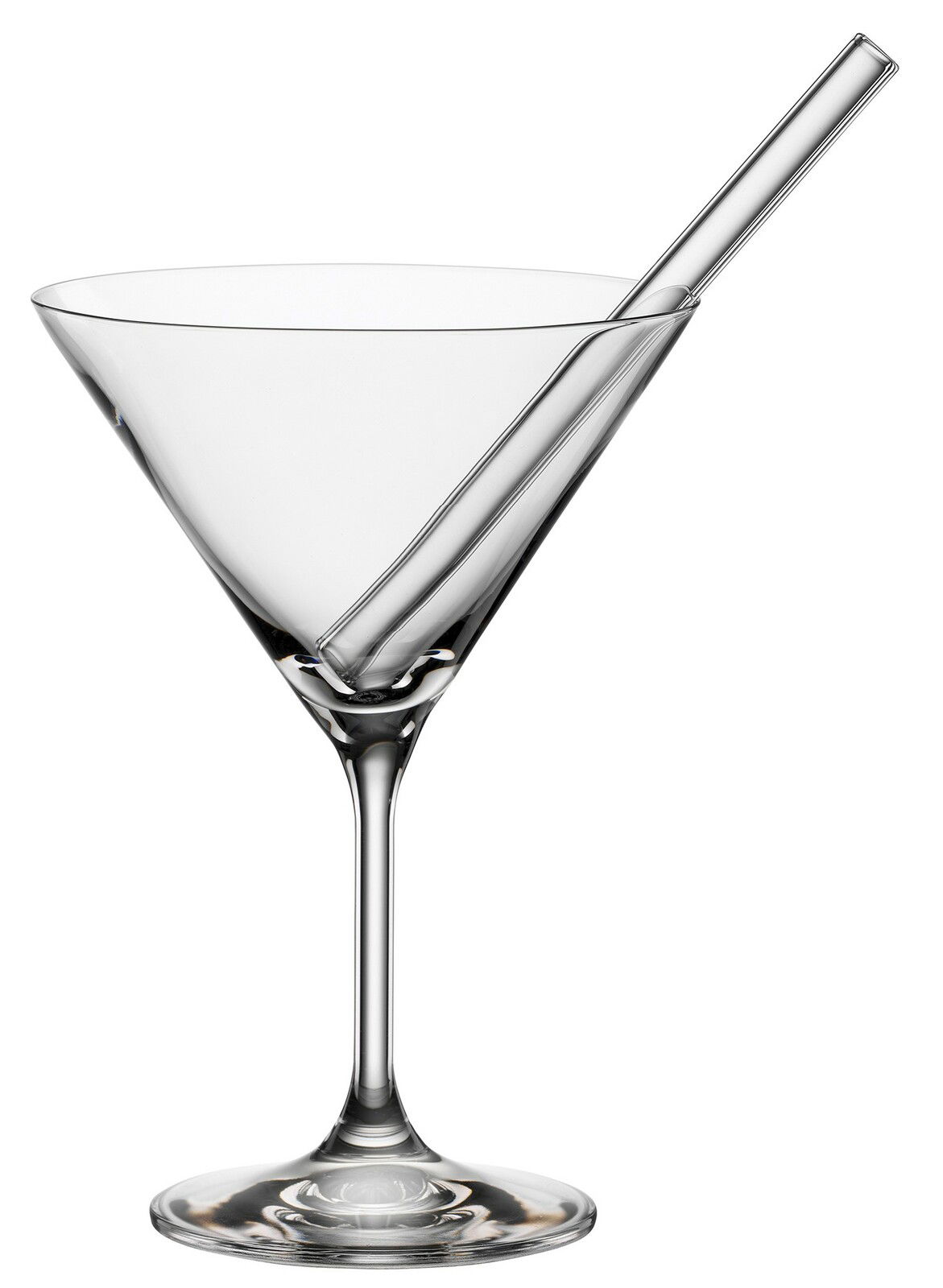 Cocktailschale mit Trinkhalm, seitliche Perspektive