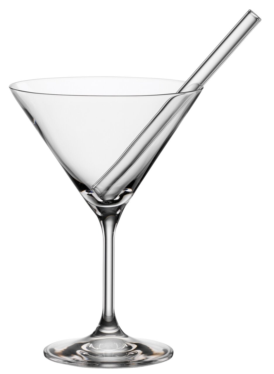 Cocktailglas met rietje, zijaanzicht