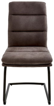 Moderner Freischwinger-Stuhl in Dunkelgrau, Vorderansicht