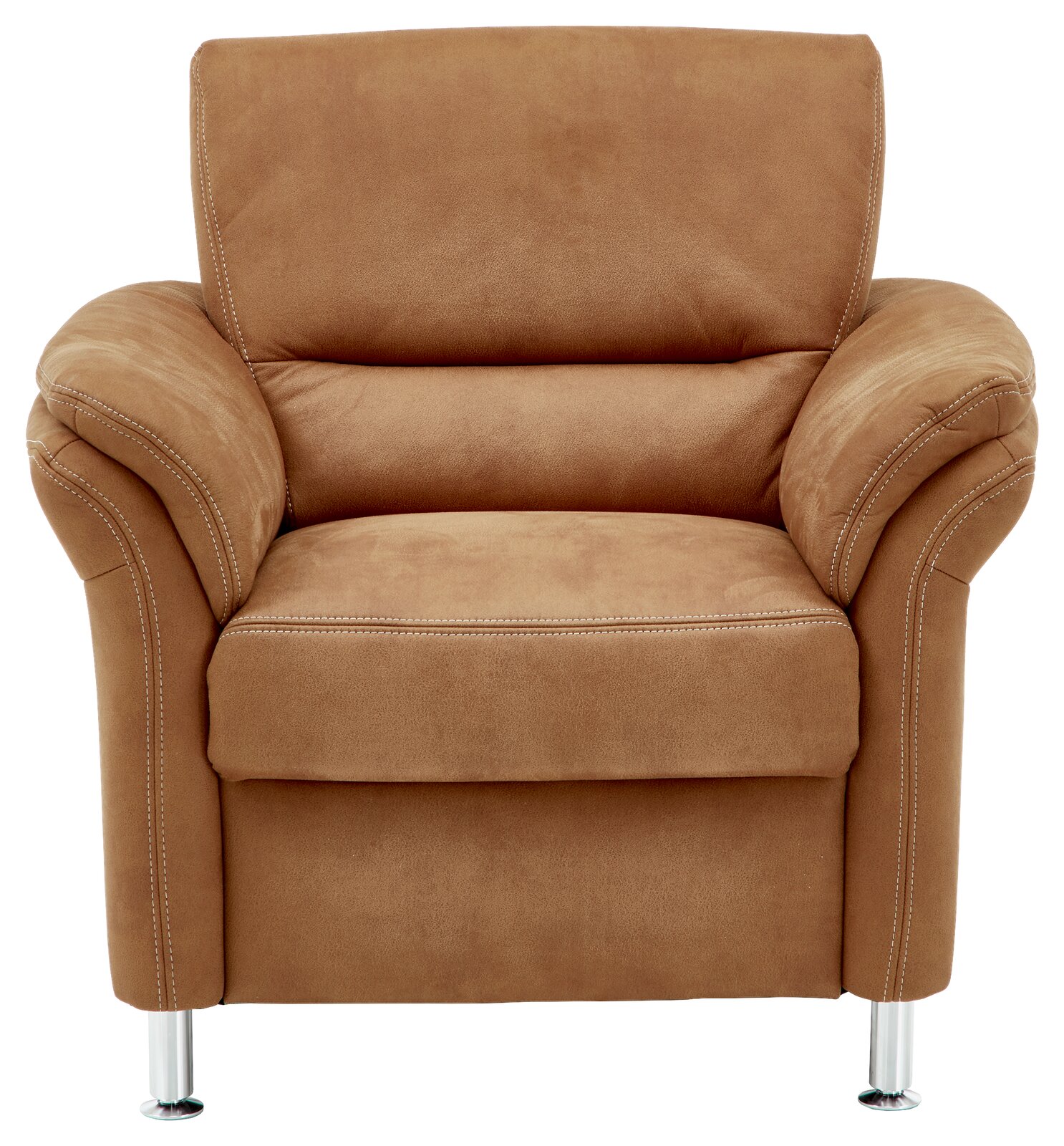 Beldomo System Sessel DAKOTA S Brauner Sessel mit Armlehnen und Metallfüßen, Frontalansicht