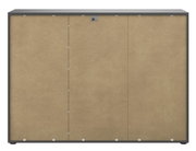Frontansicht eines modernen Sideboards mit schlichter, beiger Front und dunklem Rahmen.