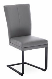 Grijze kantelstoel met zwart metalen frame, zijaanzicht