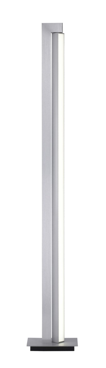 Moderne Stehleuchte PURE-LINES aus Metall in Silber, seitliche Perspektive