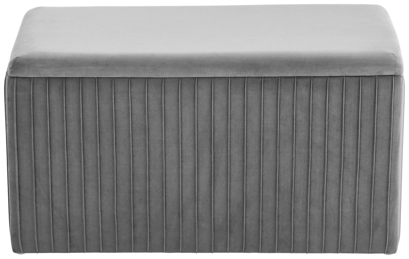 Graue Hockerbank mit vertikalen Streifen, Vorderansicht