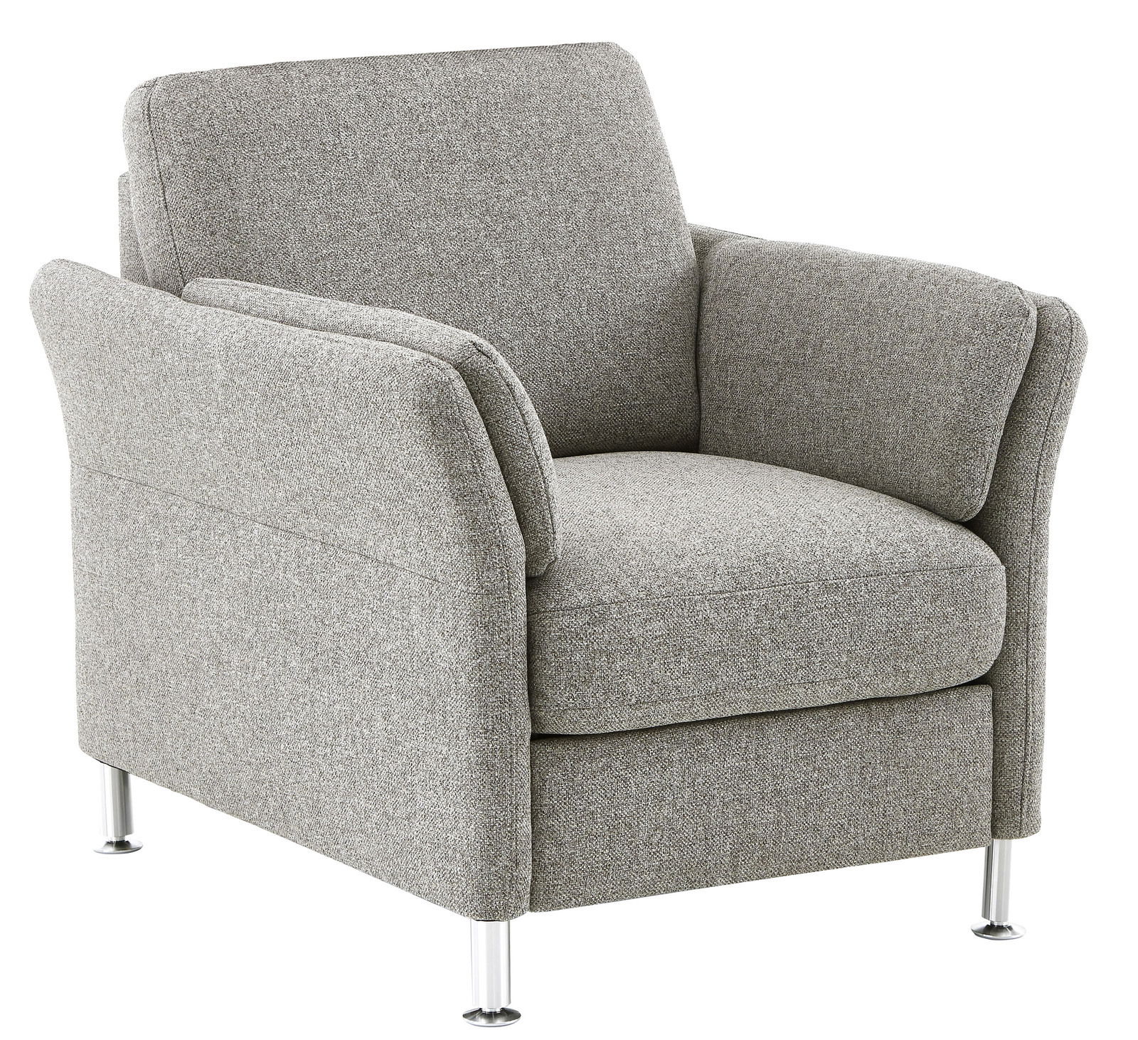 Beldomo System Sessel VILLACH S Grauer Sessel mit Metallfüßen, seitliche Perspektive