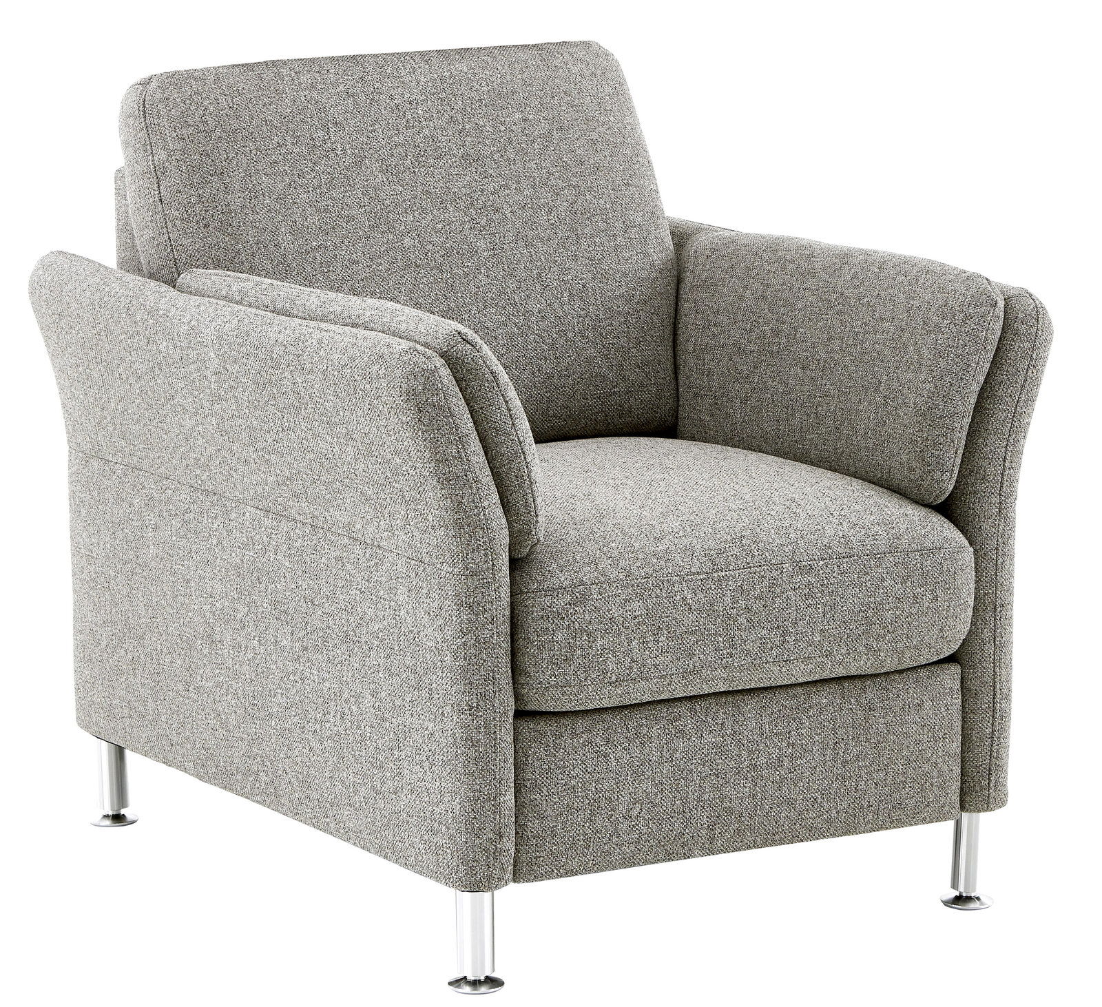 Beldomo System Fauteuil VILLACH S Grauer Sessel mit Metallfüßen, seitliche Perspektive