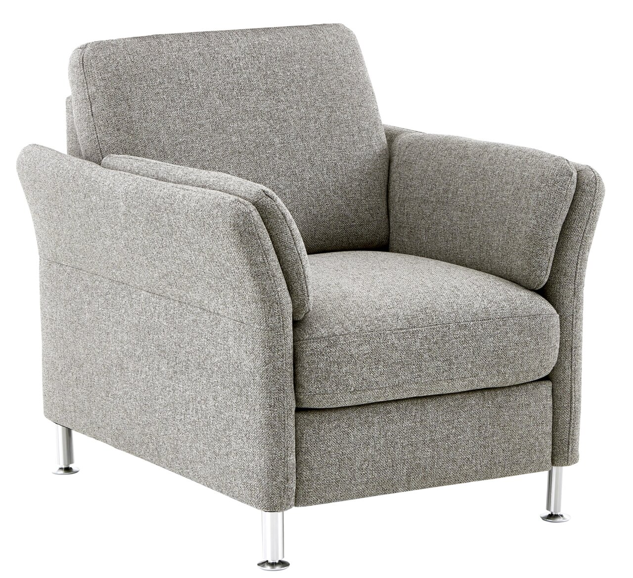 Beldomo System Sessel VILLACH S Grauer Sessel mit Metallfüßen, seitliche Perspektive