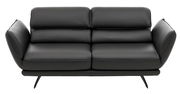 Schwarzes 2,5-Sitzer-Sofa aus Leder, Vorderansicht