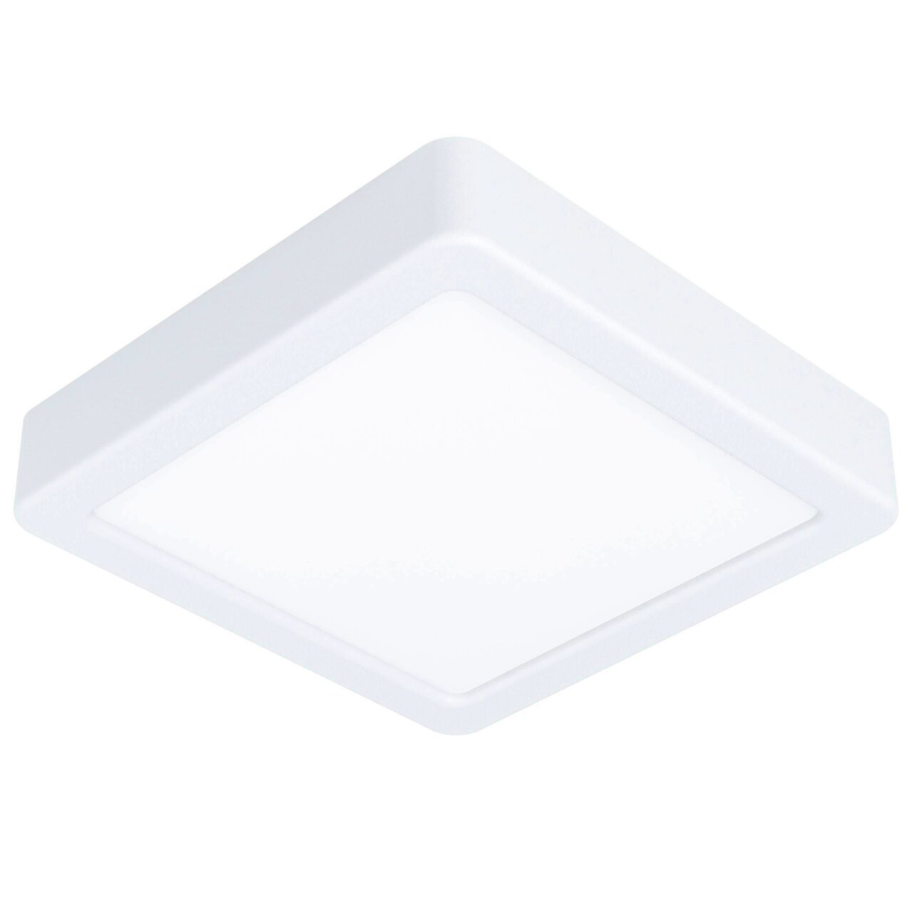 Quadratische LED Deckenleuchte Fueva 5 in Weiß, seitliche Perspektive