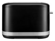 Seitenansicht eines schwarzen 2-Scheiben-Toasters mit silbernem Akzent.