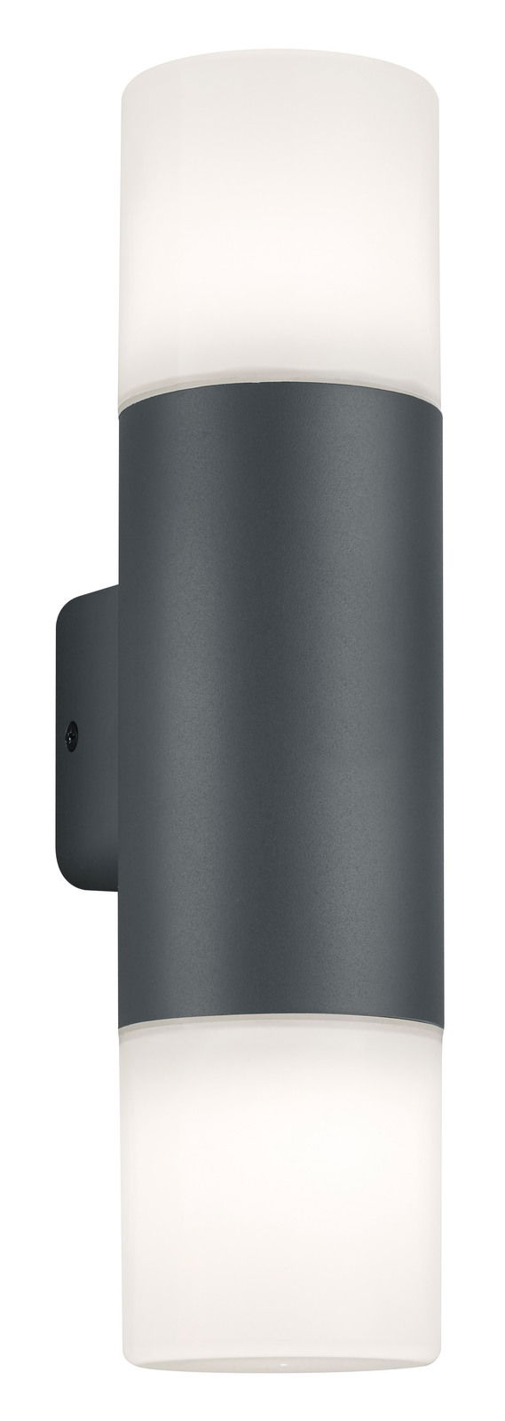 Moderne Wandleuchte Hoosic in zylindrischer Form, seitliche Perspektive