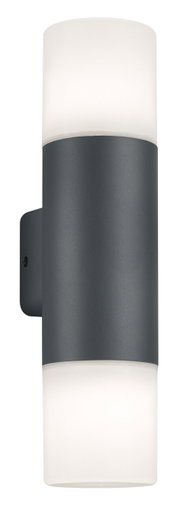 Moderne Wandleuchte Hoosic in zylindrischer Form, seitliche Perspektive
