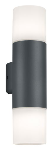 Moderne Wandleuchte Hoosic in zylindrischer Form, seitliche Perspektive