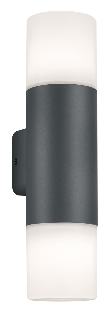 Moderne Wandleuchte Hoosic in zylindrischer Form, seitliche Perspektive