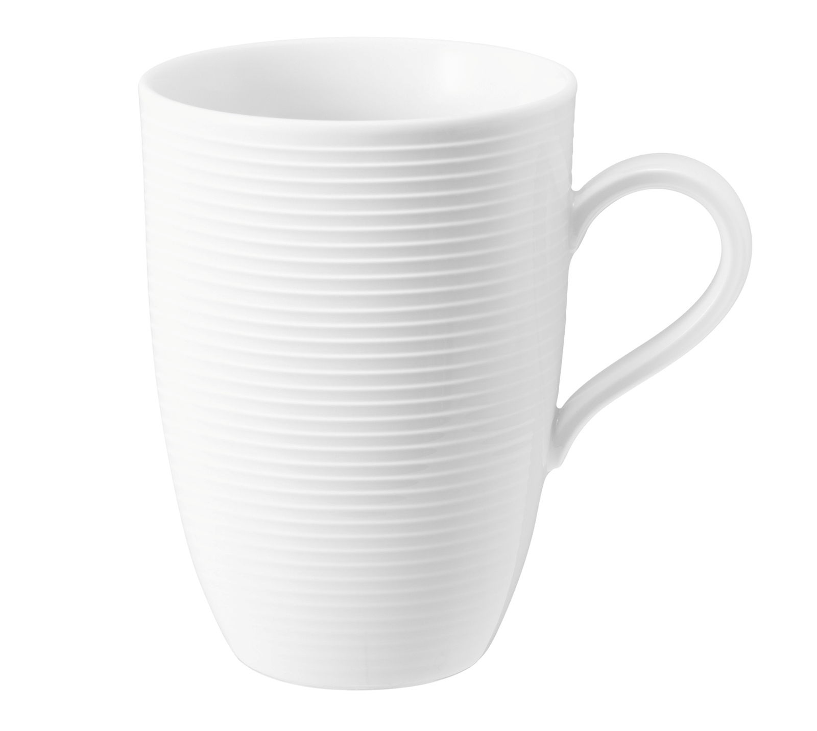 Seltmann Weiden Kaffeebecher BEAT Weißer Maxi-Becher mit Henkel, 0,45 l, seitliche Perspektive