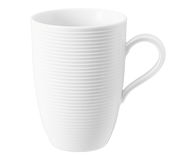 Weißer Maxi-Becher mit Henkel, 0,45 l, seitliche Perspektive