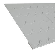 Graues Dachschindel-Set aus Metall in Nahaufnahme, perspektivisch von oben links fotografiert.