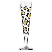 Champagnerglas mit Leopardenmuster, seitliche Perspektive
