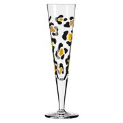 Champagnerglas mit Leopardenmuster, seitliche Perspektive