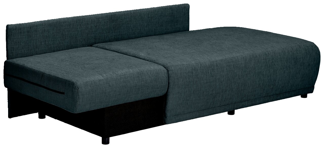 Graue Recamiere in seitlicher Perspektive mit modernem Design und glattem Stoffbezug.