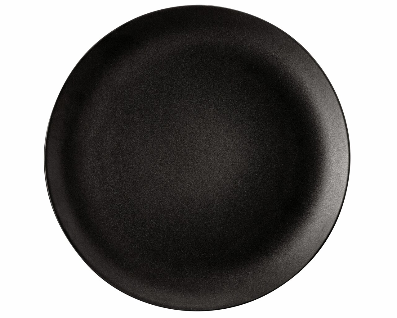 Schwarzer Speiseteller, Draufsicht, 27,5 cm Durchmesser