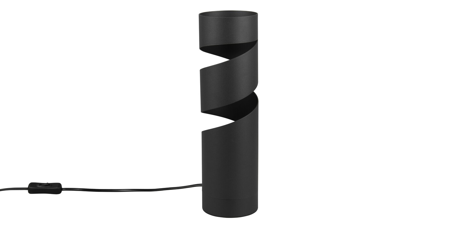 Schwarze Tischleuchte Stream mit spiralförmigem Design, seitliche Perspektive