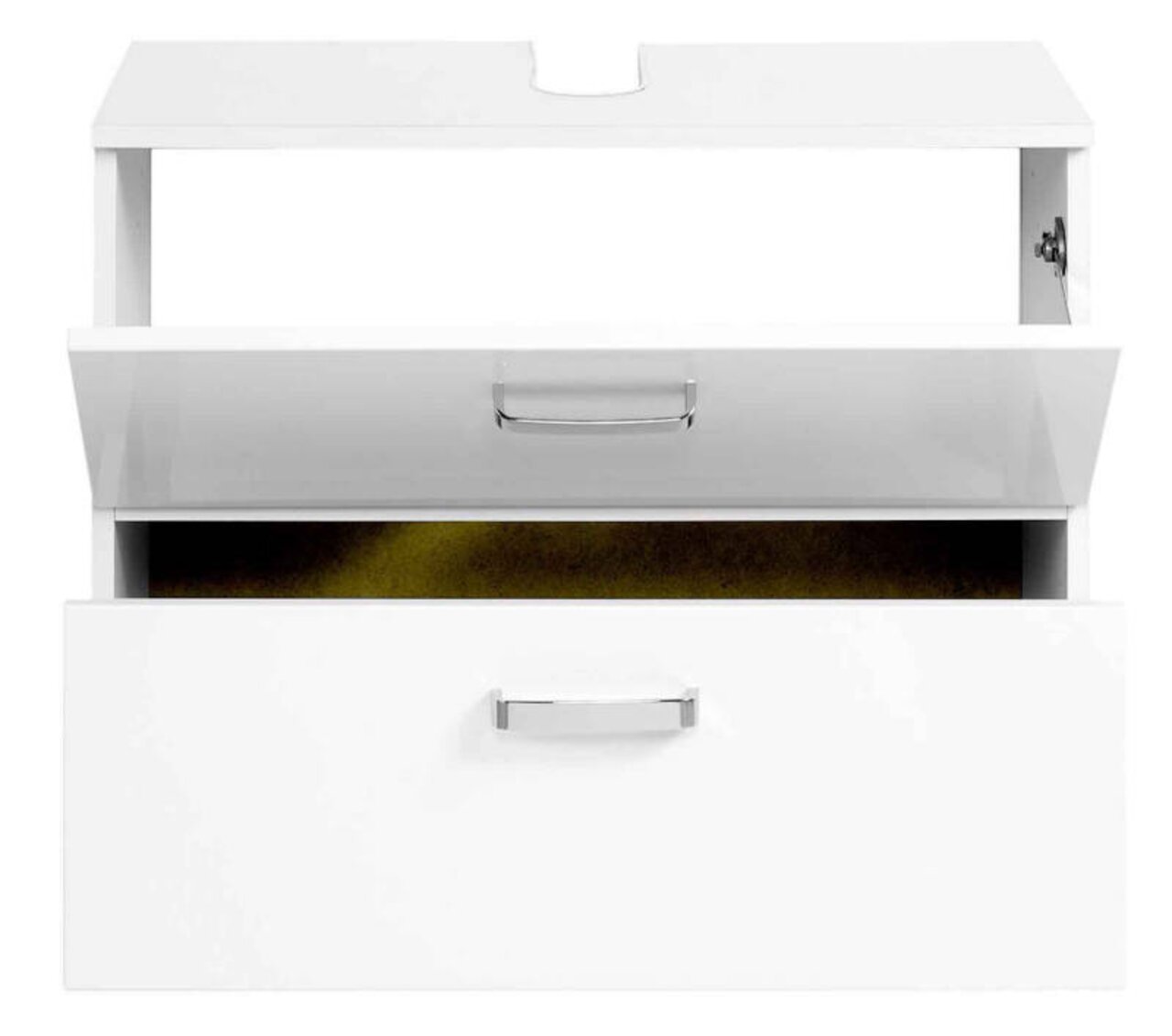XORA Waschbeckenunterschrank BOLOGNA Weißer Waschbeckenunterschrank mit zwei Schubladen, Frontansicht